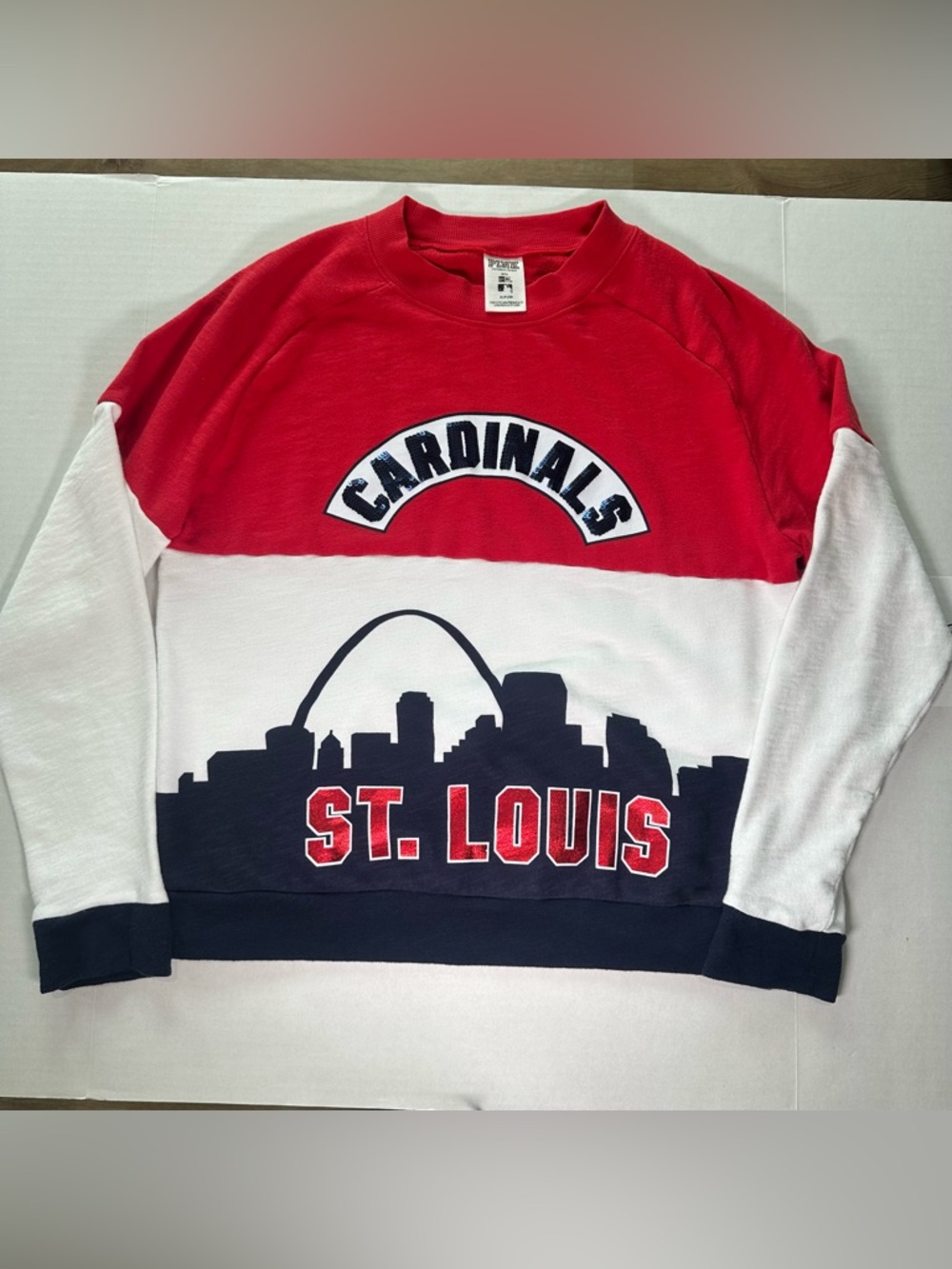 Victoria’s Secret PINK X MLB ST. Louis Cardinals Long Sleeve Sequin Crewneck